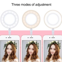 Universal Cell Phone Holder with Selfie Ring Light for Studio Recording and Live Broadcast - White thumbnail