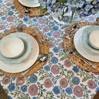 Kolka Kumudani Hand Block-Printed Tablecloth - Pink thumbnail