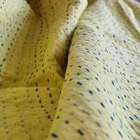 Mustard Peony Kantha Bedspread Coverlet - Mustard (King - 228 cm x 274 cm) thumbnail