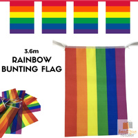 3.6m RAINBOW BUNTING FLAG Party Banner Birthday Market Stall Flags Decor Pride thumbnail