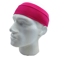 PLAIN HEADBAND Elastic Stretch Sports Yoga Hair Band Unisex 8cm Wide Wrap - Hot Pink thumbnail