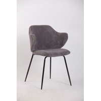 Set of 4 Dining Chairs with Corduroy Cord Fabric in Dark Grey Lincoln thumbnail