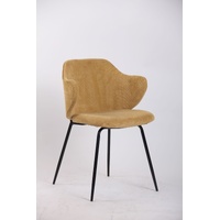 Set of 4 Dining Chairs Corduroy Cord Fabric with Metal Legs in Mustard Yellow thumbnail