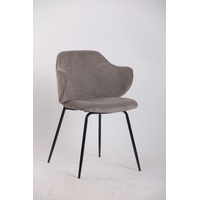 Set of 4 Dining Chairs with Corduroy Cord Fabric in Grey thumbnail