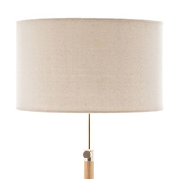 165cm Adjustable Bamboo Tripod Floor Lamp Light with Linen Shade & Built-In Table thumbnail