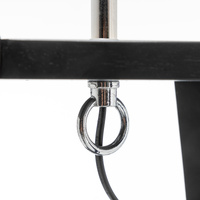 Eiffel 3 Tier Natural Wood Floor Lamp w/ Storage Shelves + Off White Linen Shade thumbnail