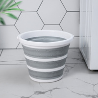 10 Litre Foldable Collapsible Bucket Silicone for Home/Hiking/Camping/Fishing - Grey/White thumbnail