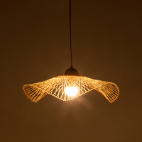 Sophia Natural Hand-Woven Bamboo Wave Pendant Lamp - Small thumbnail
