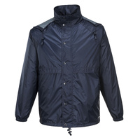 HUSKI STRATUS RAIN JACKET Waterproof Workwear Concealed Hood Windproof Packable - Navy Blue - XXL thumbnail