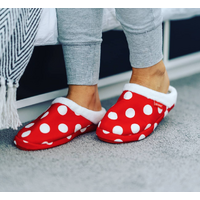 ARCHLINE Orthotic Slippers Slip On Scuffs Pain Relief Moccasins - Red Polka Dot - EUR 41 (Womens US 10) thumbnail