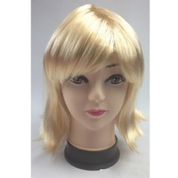 Bob Wig Costume Short Straight Fringe Cosplay Party Full Hair Womens Fancy Dress - Blonde thumbnail