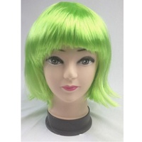 Bob Wig Costume Short Straight Fringe Cosplay Party Full Hair Womens Fancy Dress - Green thumbnail