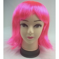 Bob Wig Costume Short Straight Fringe Cosplay Party Full Hair Womens Fancy Dress - Hot Pink thumbnail