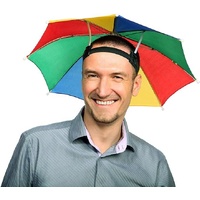 RAINBOW UMBRELLA HAT Rain Novelty Cap Costume Outdoor Camping Beach Fishing thumbnail