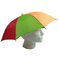 2x RAINBOW UMBRELLA HAT Rain Beach Sun Rain Cap Costume Camping Fishing Hunting thumbnail