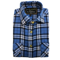 Mens Half Placket Flannelette Long Sleeve Pullover Shirt 100% Cotton Check Authentic Flannel  - Black/Purple - S thumbnail