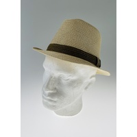 Dents Mens Straw Hat Toyo Trilby Fedora Summer Sun Stingy Brim  - Natural/Brown - S/M thumbnail