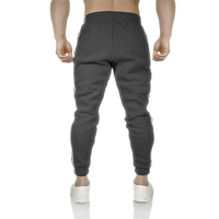 Mens Fleece Skinny Track Pants Jogger Gym Casual Sweat Trackies Warm Trousers - Charcoal Marle/White Stripe - S thumbnail