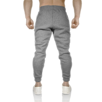 Mens Fleece Skinny Track Pants Jogger Gym Casual Sweat Trackies Warm Trousers - Grey Marle/White Stripe - L thumbnail