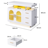 Buffet Sideboard Cabinet With RGB LED Light and Charging Station Console Coffee Bar White thumbnail