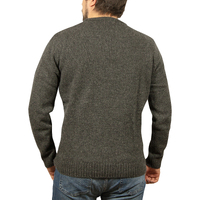 100% SHETLAND WOOL CREW Round Neck Knit JUMPER Pullover Mens Sweater Knitted - Charcoal (29) - XL thumbnail