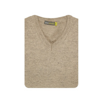 100% Shetland Wool V Neck Knit Jumper Pullover Mens Sweater Knitted - Oat Marle (03) - 3XL thumbnail