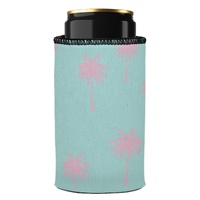 Palm Trees Pink Aqua Stubby Cooler - Standard thumbnail