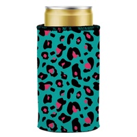 Teal Leopard Pattern Stubby Cooler - Standard thumbnail