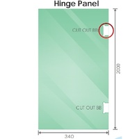 100x80cm Corner Frameless Shower Screen with Gunmetal Channel and Brass Hinges, Round Handle thumbnail