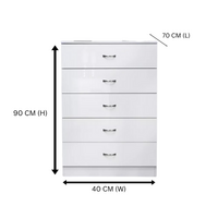 NNECN 5 Layer White Drawer Chest Storage with Bedside Table thumbnail