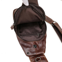 Black Men's Leather Sling Backpack - Casual Crossbody Chest Bag thumbnail