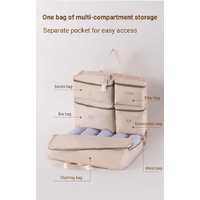 Light Pink Travel Storage Organizer Bag - Multi-Compartment Lightweight Foldable Luggage Organizer for Clothes, Underwear, and Accessories - Portable  thumbnail