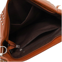 Black Trendy Rivet Fringe Shoulder Bag – Large Capacity Soft Leather Handbag for Women, Perfect for Travel and Leisure thumbnail