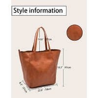 Brown Classic Large PU Leather Tote Bag with Inner Pouch - Elegant and Functional thumbnail