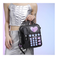 Black Sweet Girl Creative Crossbody Bag with Telephone Design, PU Material, Lightweight and Unique thumbnail