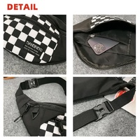 Black and White Check Trendy Checkered Crossbody Bag - Color-Block Chest Bag for Men and Women, Lightweight Nylon Waist Bag thumbnail