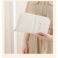 White Portable Shell Makeup Brush Storage Bag - Multi-Functional PU Cosmetic Organizer with Button Closure, Convertible to Stand Design(Make-up brushe thumbnail