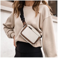 Black And Brown Color Matching Adjustable Waterproof PU Leather Waist Bag - Stylish Crossbody Belt Bag for Men & Women thumbnail