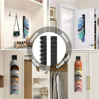 1 Pcs Black Adjustable Hat Organizer Rack for Baseball Caps - Space Saving Wall-Mounted Hat Storage with 2 Hanging Methods for Display and Storage(Bas thumbnail