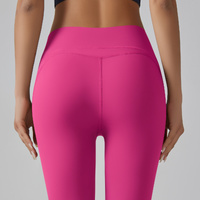 Rose Red Size L High-Waist Seamless Yoga Pants for Women - Fitness Leggings with Pockets, Quick-Dry, Butt-Lifting, Stretchable Workout Tights thumbnail
