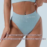 3 Pcs Size M Black Microfiber High-Waisted Thong Underwear with Tummy Control - Slimming Comfort thumbnail