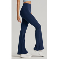 Blue High-Waisted Lycra Yoga Bell-Bottom Pants for Women - Tummy Control & Butt Lifting thumbnail