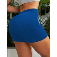 2 pcs High waist blue yoga shorts for running, fitness and sports | Tummy control, butt lift, sweat wicking, size S thumbnail