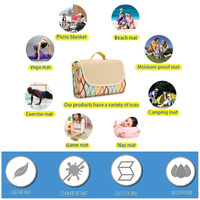 Blue Stripes Stitching Premium Picnic Mat - Extra Thick & Waterproof Oxford Cloth Camping Blanket - 145x180cm thumbnail