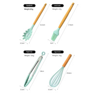 Green 12-Piece Silicone Kitchen Utensil Set with Beechwood Handles & Holder thumbnail