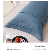Blue Pure Cotton Flannel Pillowcase Set - Soft, Thickened, Solid Color (Pair, 48x74cm) thumbnail
