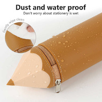 Brown Creative Silicone Pencil Case - High-Value Stationery  - Large Capacity Desk Organizer thumbnail