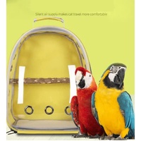 Grey Stylish Transparent PVC Pet Carrier Backpack - Large Capacity, Multi-Use for Birds & Cats(Including Wooden Stick) thumbnail