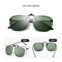 2 Pcs Grey Polarized Clip-On Sunglasses - Day & Night Use, Frameless Polygon Design for Fishing & Driving thumbnail