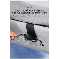 2 Pcs Black Carbon Fiber Pattern PU Leather Car Visor Sunglasses Holder - Multi-Functional Clip for Glasses, Cards & Tickets, 9.5x4.5cm thumbnail